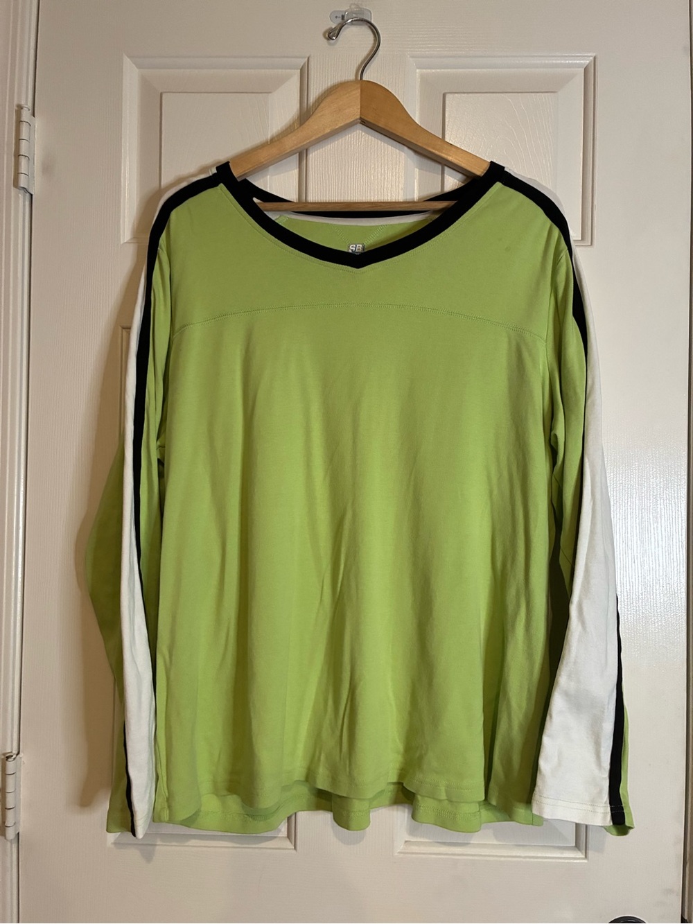 SJB Active Lime Green Long-Sleeve Jersey with Navy & White Sleeve Panels